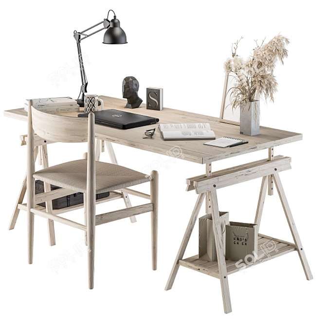 Elegant Workstation for Home 3D model image 1