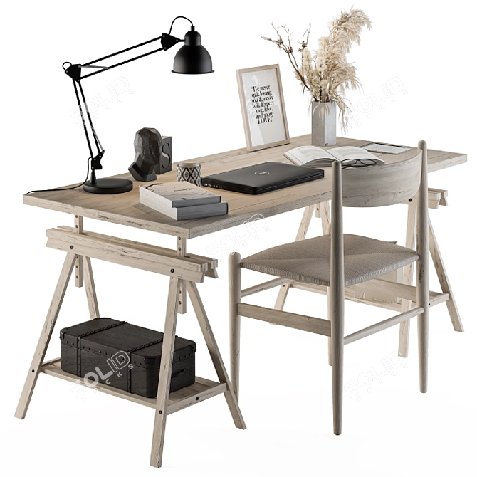 Elegant Workstation for Home 3D model image 3