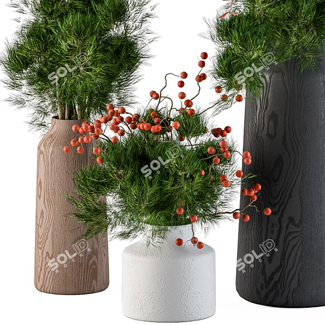 Festive Pine & Berry Bouquet 3D model image 3