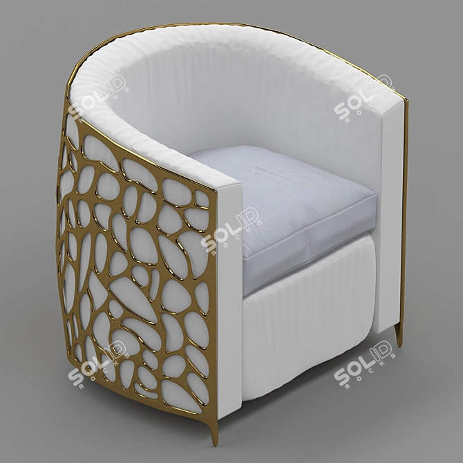 Luxury Golden Frame Armchair 3D model image 1