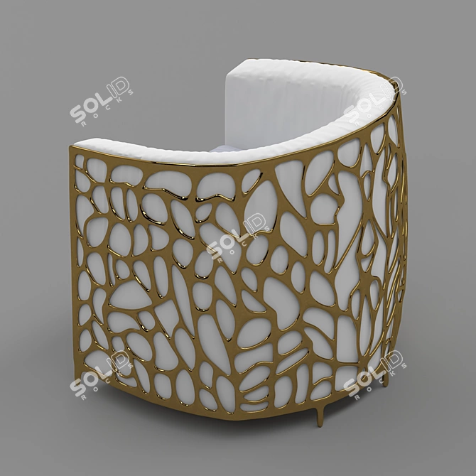 Luxury Golden Frame Armchair 3D model image 2