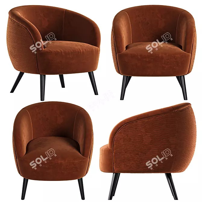 Modern Ruched Barrel Chair 3D model image 1