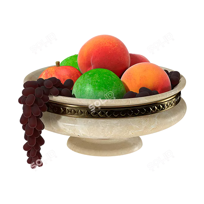 Fresh and Vibrant Fruit Bowl 3D model image 2