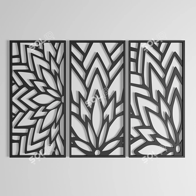 3D Panel Textured Wall Art 3D model image 2