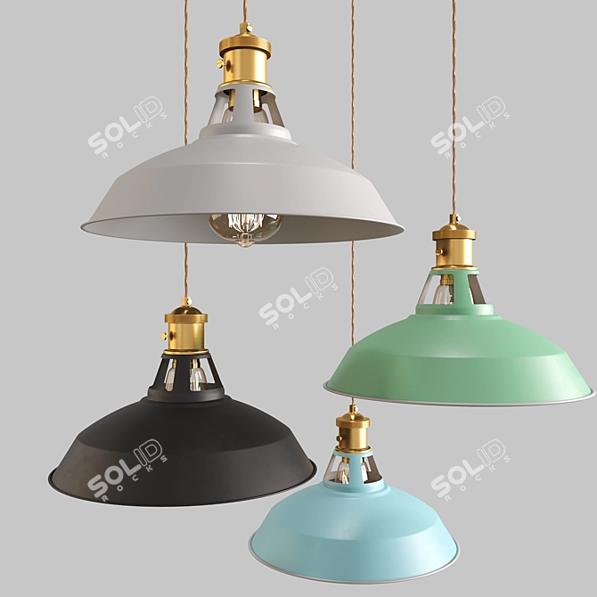 Scandinavian Pendant Lights: Black, Gray, Green, Blue. 3D model image 4