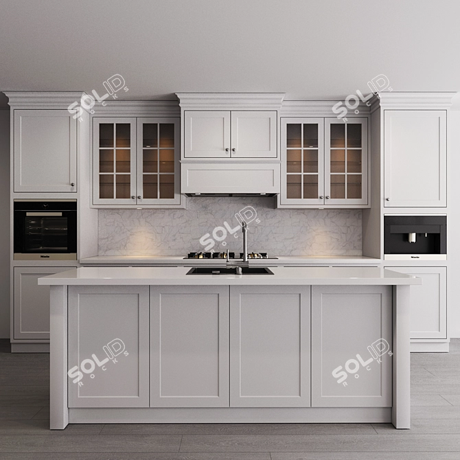 Modern Kitchen Set: 3Dmax Modeling 3D model image 1