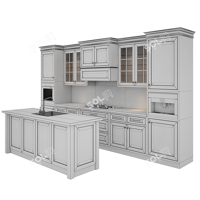 Modern Kitchen Set: 3Dmax Modeling 3D model image 5