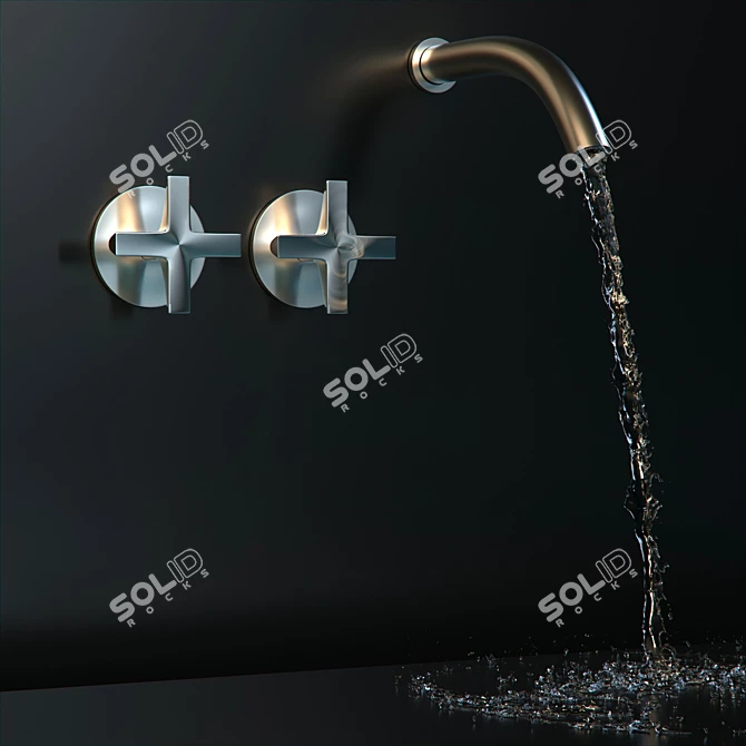 Sleek Wall Mounted Dual Handle Mixer 3D model image 1