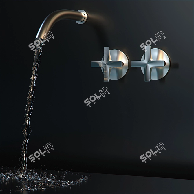 Sleek Wall Mounted Dual Handle Mixer 3D model image 5