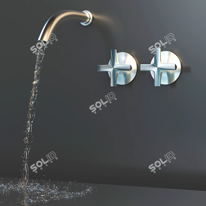 Sleek Wall Mounted Dual Handle Mixer 3D model image 6