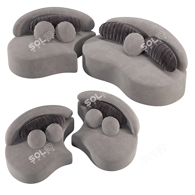 Modern Round Sectional Sofa: 7-Seat Modular Elegance 3D model image 3