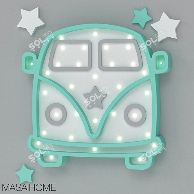 Bulli Car Night Light - Illuminate Their Dreams 3D model image 1