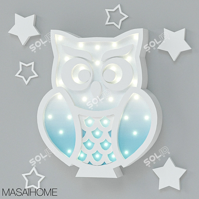 Whimsical Owl Children's Lamp 3D model image 1