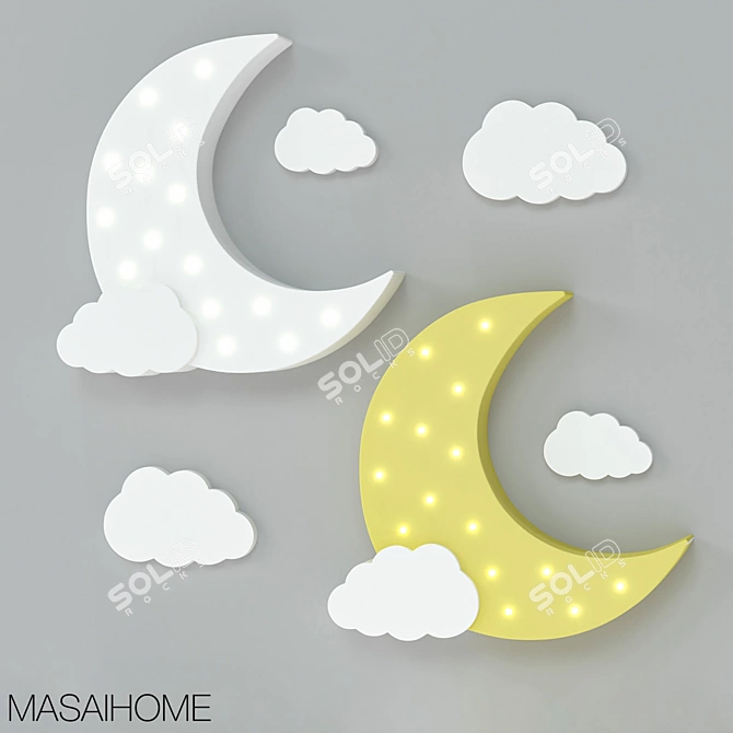 Title: Crescent Cloud Night Lamp 3D model image 1