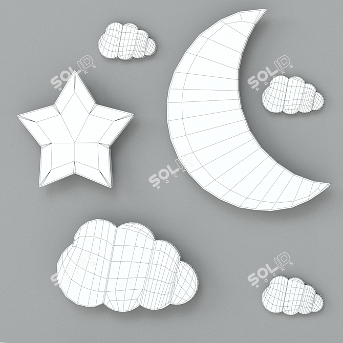 Illuminated Children's Lamps: Moon, Star, Cloud 3D model image 2