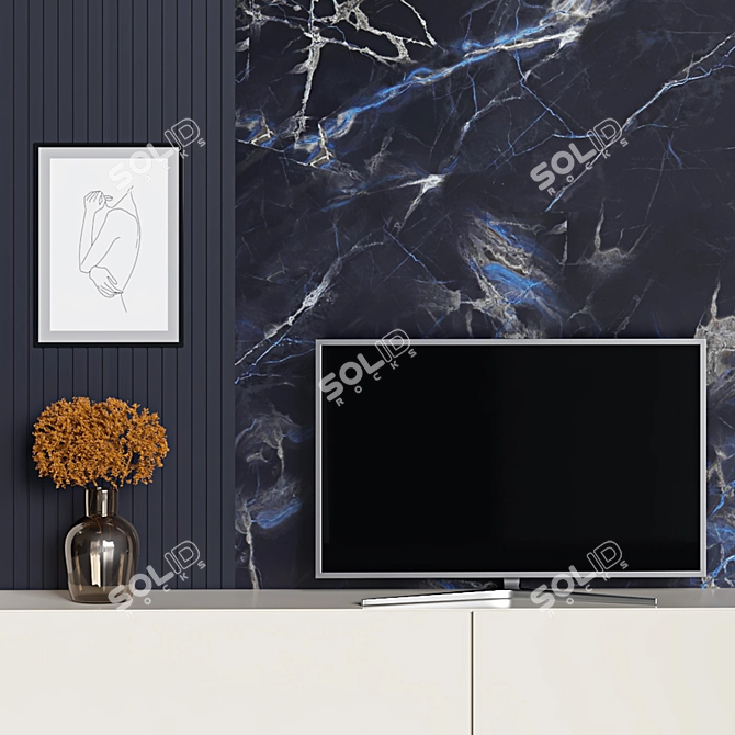 Sleek Modern TV Wall 19 3D model image 4