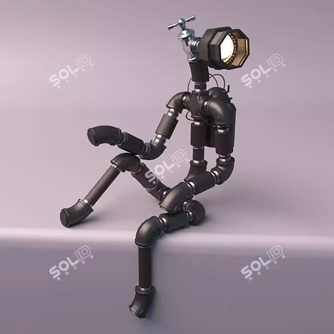 Loft Style Robot Lamp 3D model image 1