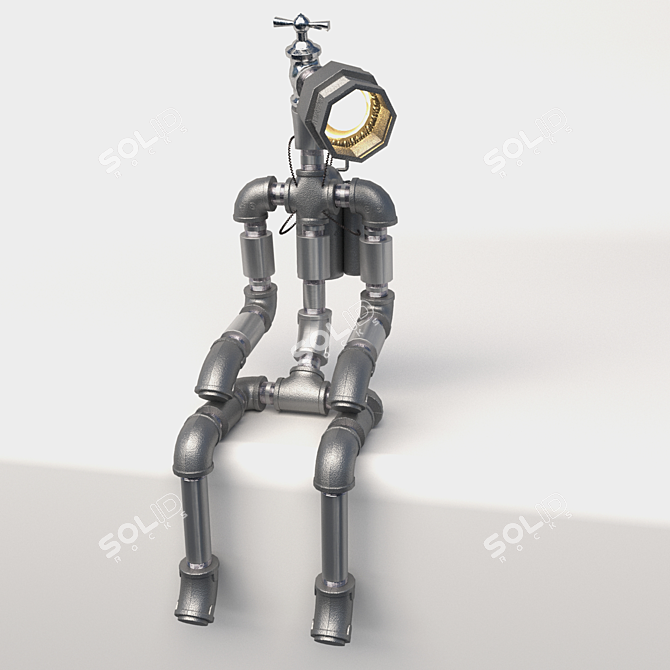 Loft Style Robot Lamp 3D model image 2