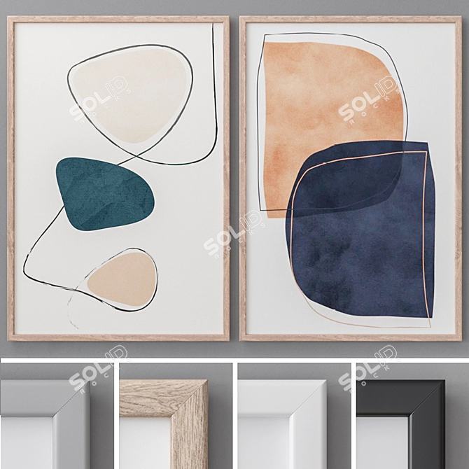 Abstract Modern Photo Frames Set 3D model image 1