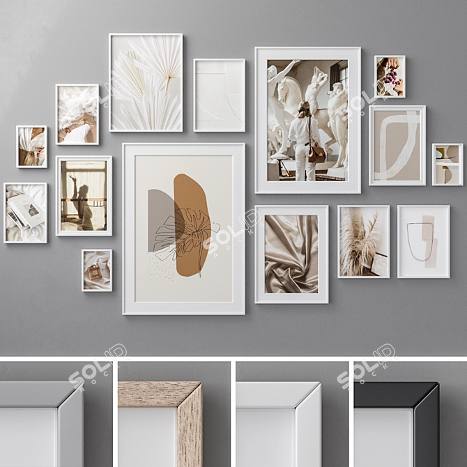 Abstract Modern Photo Frames Set 3D model image 1