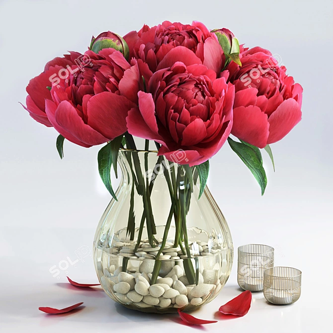 4-Piece Flower Set: Versatile 3D Models 3D model image 1