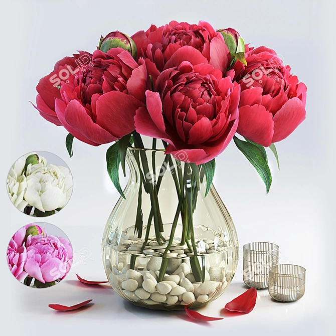 4-Piece Flower Set: Versatile 3D Models 3D model image 5