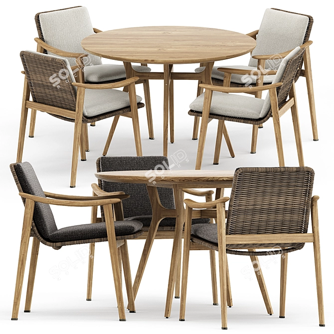 Sleek Outdoor Elegance: Fynn Chair & Ren Dining Table 3D model image 1