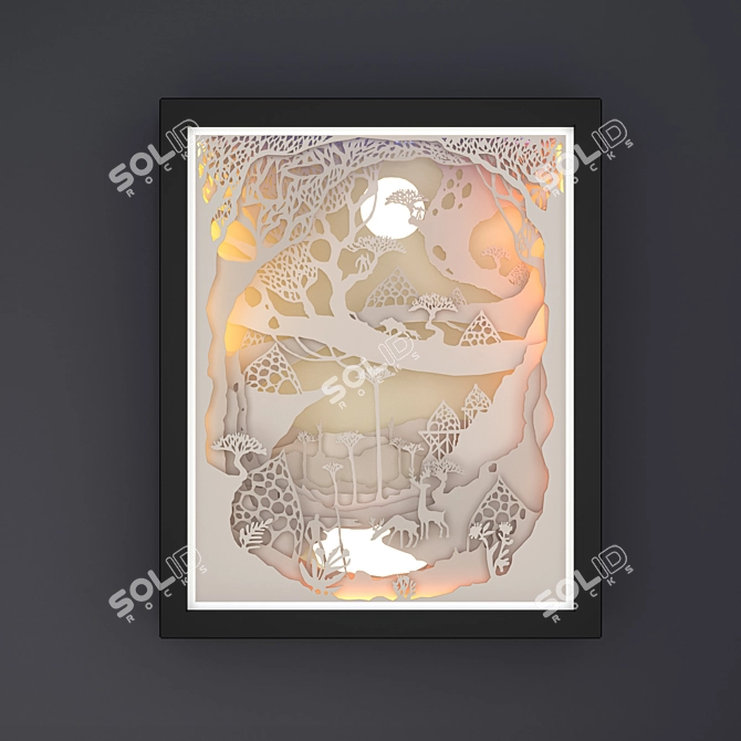 Whimsical Paper Night Light 3D model image 4