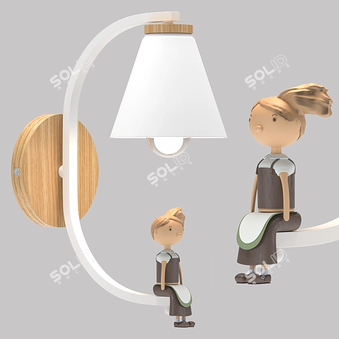 Scandi Wall Lamp for Nursery 3D model image 1