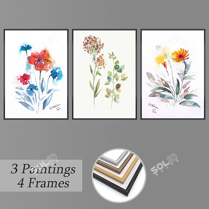 Elegant Wall Art Set 3D model image 1