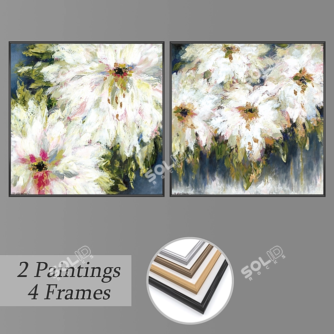 Abstract Wall Art Set with Multiple Frames 3D model image 1