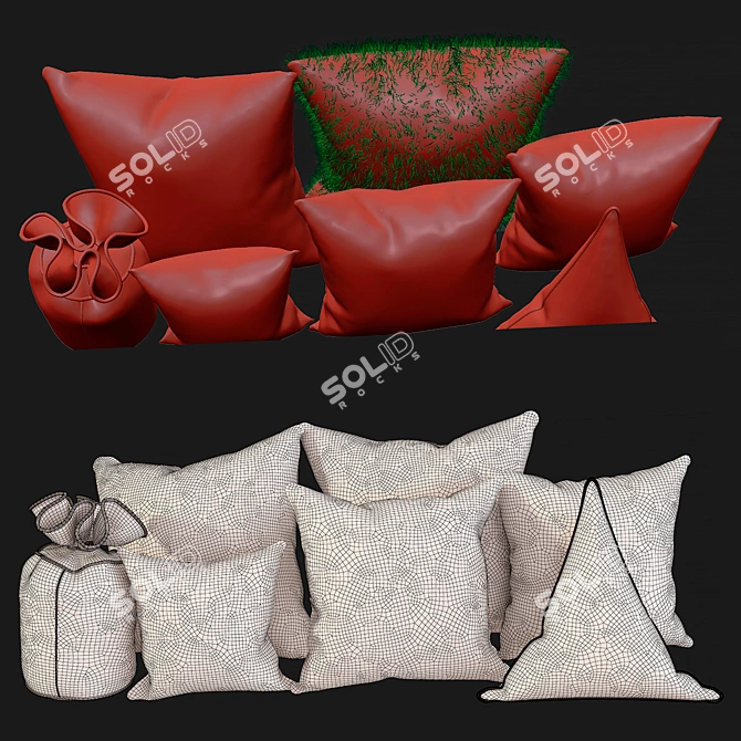 Cozy Christmas Fur Pillows 3D model image 4