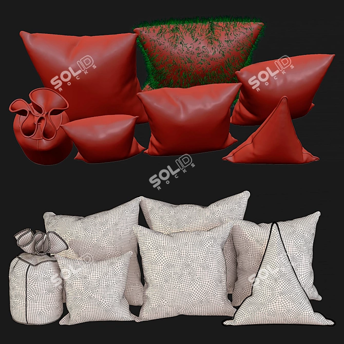 Cozy Christmas Fur Pillows 3D model image 5