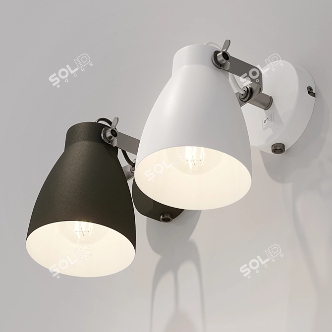 Minimalist Black and White Wall Lamp 3D model image 1