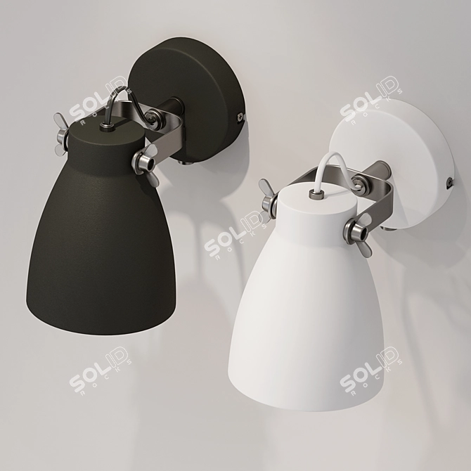 Minimalist Black and White Wall Lamp 3D model image 2