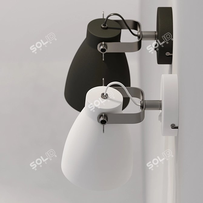 Minimalist Black and White Wall Lamp 3D model image 3