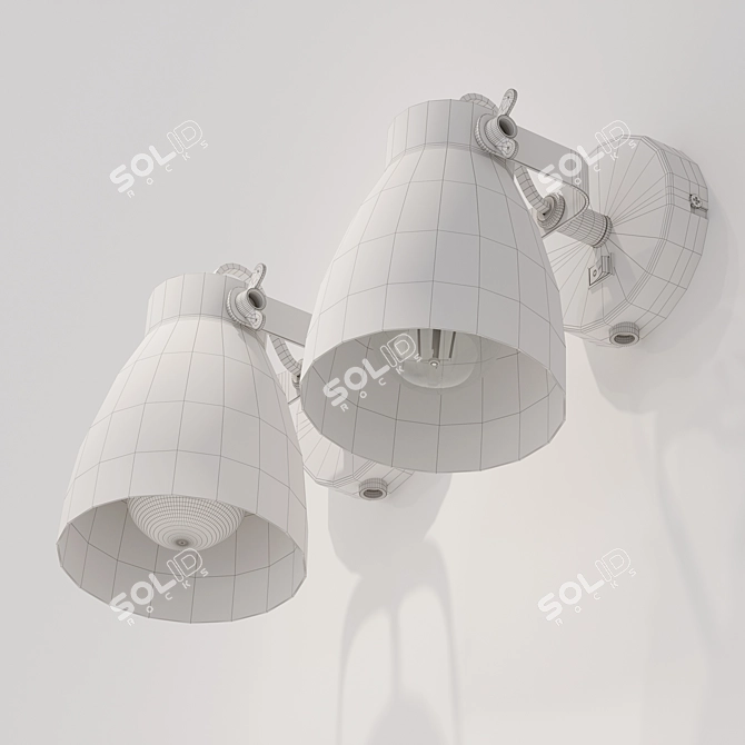 Minimalist Black and White Wall Lamp 3D model image 4