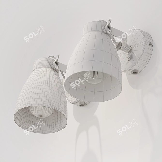 Minimalist Black and White Wall Lamp 3D model image 5