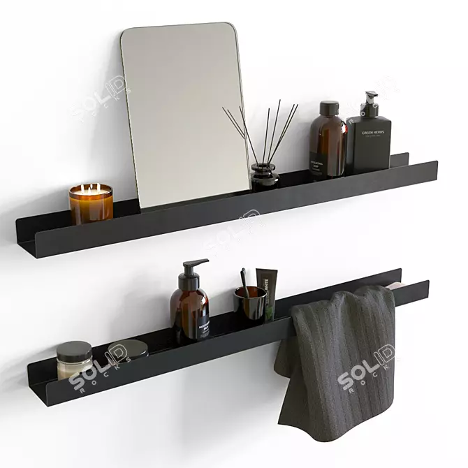 Stylish Bathroom Shelves Set 3D model image 1