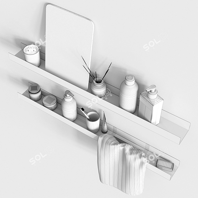 Stylish Bathroom Shelves Set 3D model image 3