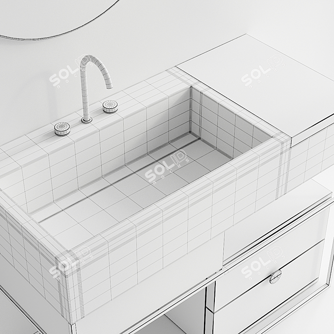 Italgraniti ACQUA C Set 2: Stylish Porcelain Stoneware Vanity Unit 3D model image 5