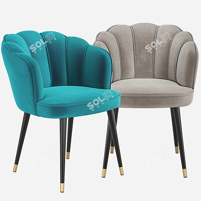 Elegant Eichholtz BRISTOL Dining Chair - Stylish Velvet, Multiple Colors, Compact Design 3D model image 2