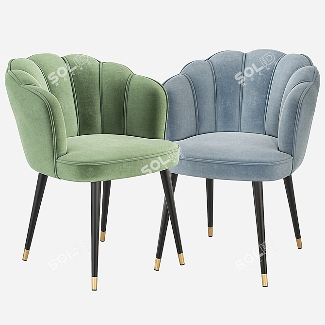 Elegant Eichholtz BRISTOL Dining Chair - Stylish Velvet, Multiple Colors, Compact Design 3D model image 3