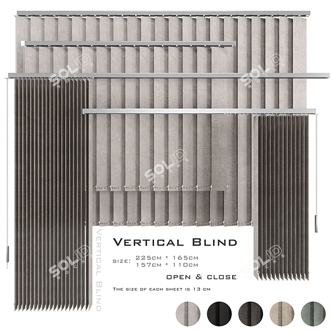 Versatile Vertical Blinds  5 Materials  Multiple Sizes  3D model image 1