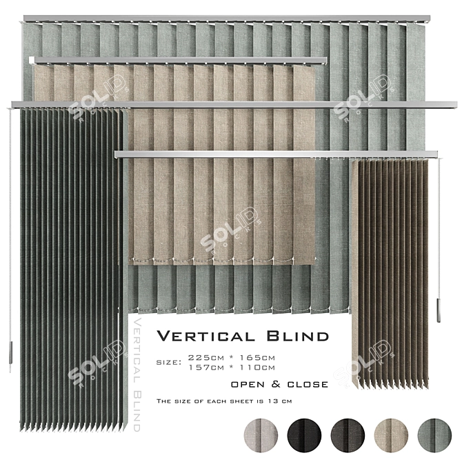 Versatile Vertical Blinds  5 Materials  Multiple Sizes  3D model image 2