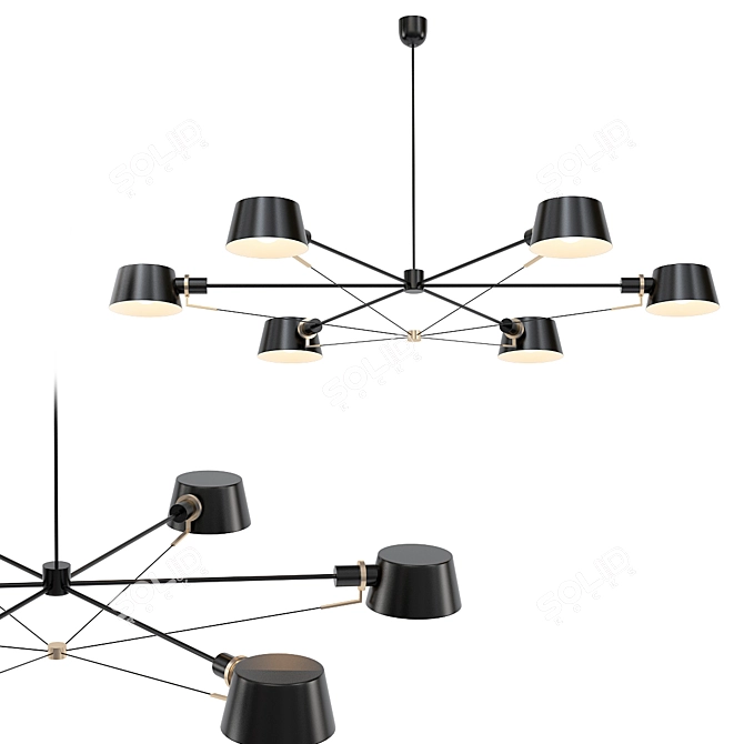 Sleek Pivot Chandelier: Brendan Ravenhill 3D model image 1