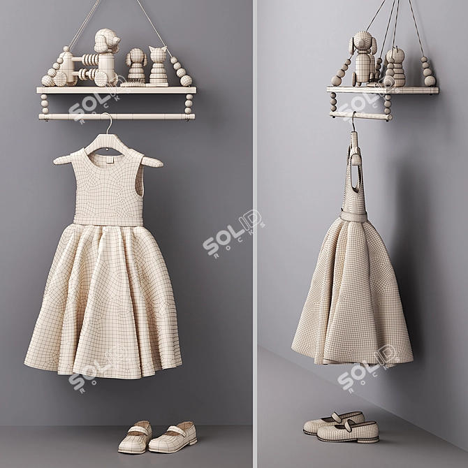 Charming Nursery Shelf 3D model image 3
