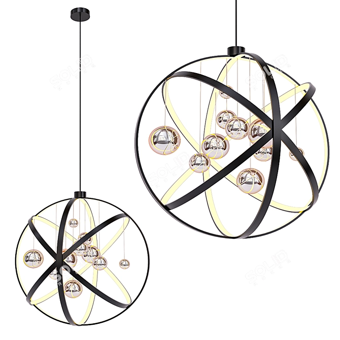 Elegant Orb Pendant Light 3D model image 1
