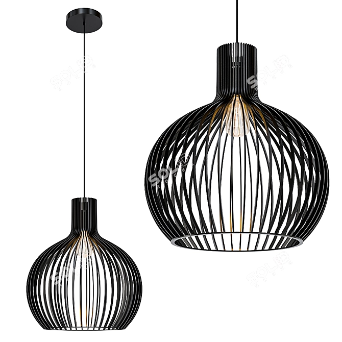 Stylish Bamboo Pendant Lamp 3D model image 1