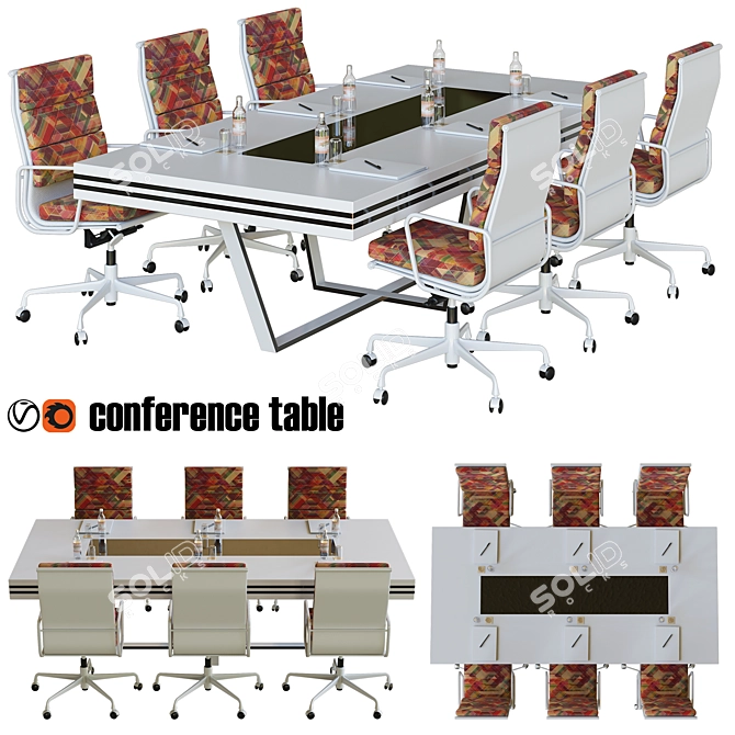 Sleek Modern Conference Table 3D model image 1